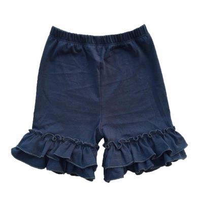 Coralup Little Girls Solid Color Ruffles Cotton Shorts (Navy,5-6 Years)
