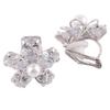 GRACE JUN Bridal Copper AAA Cubic Zirconia Clip on Earrings No Pierced for Women Simulated Pearl Earrings (platinum plated)