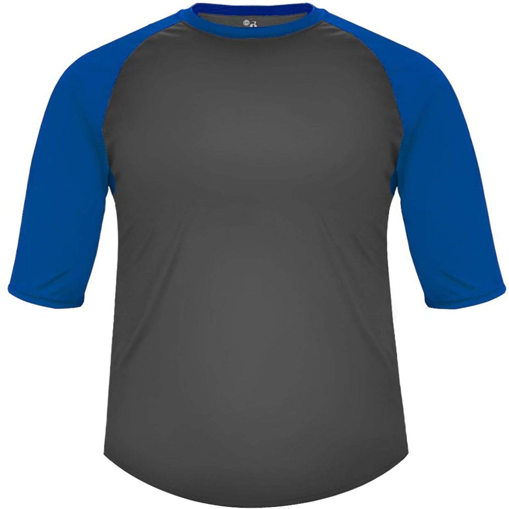 B-Baseball Youth Tee Graphite/Royal Blue Medium