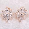 GRACE JUN Bridal AAA Cubic Zirconia Clip on Earrings Non Piercing Copper Material Flower Earrings (18k gold plated) view 3
