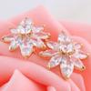 GRACE JUN Bridal AAA Cubic Zirconia Clip on Earrings Non Piercing Copper Material Flower Earrings (18k gold plated) view 4