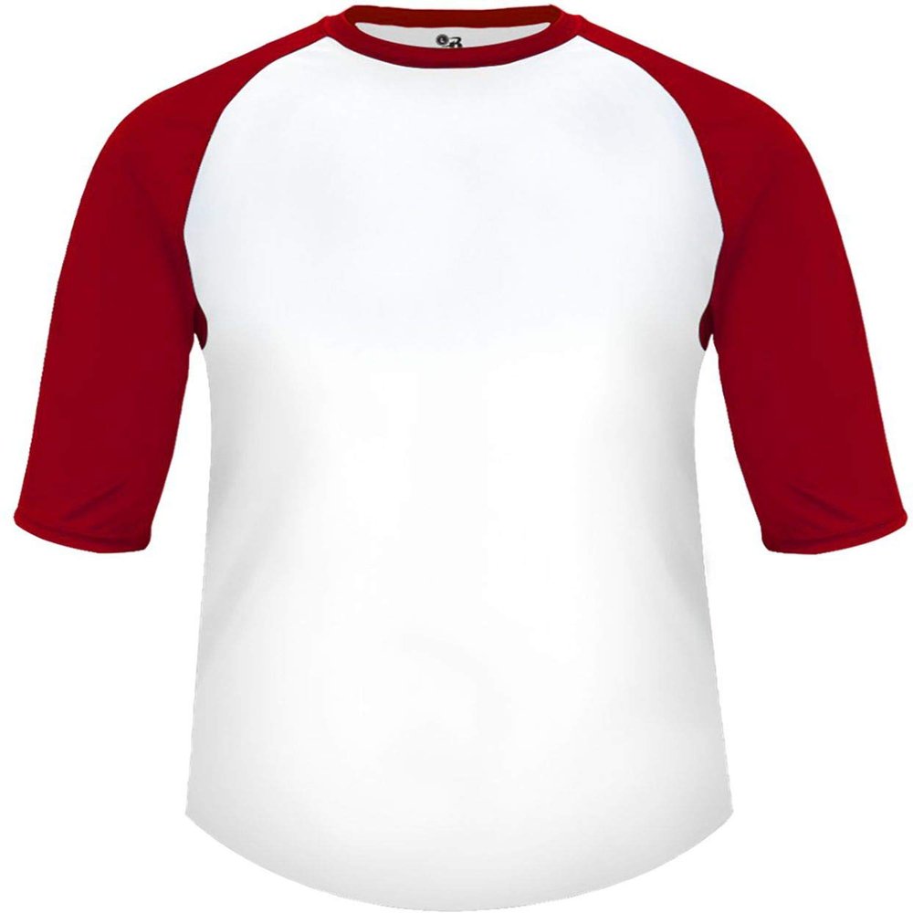 Badger Sports B-Baseball Youth Tee White/Red Small