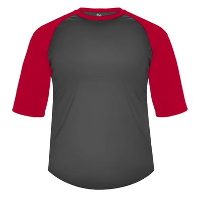 B-Baseball Tee Graphite/Red Large