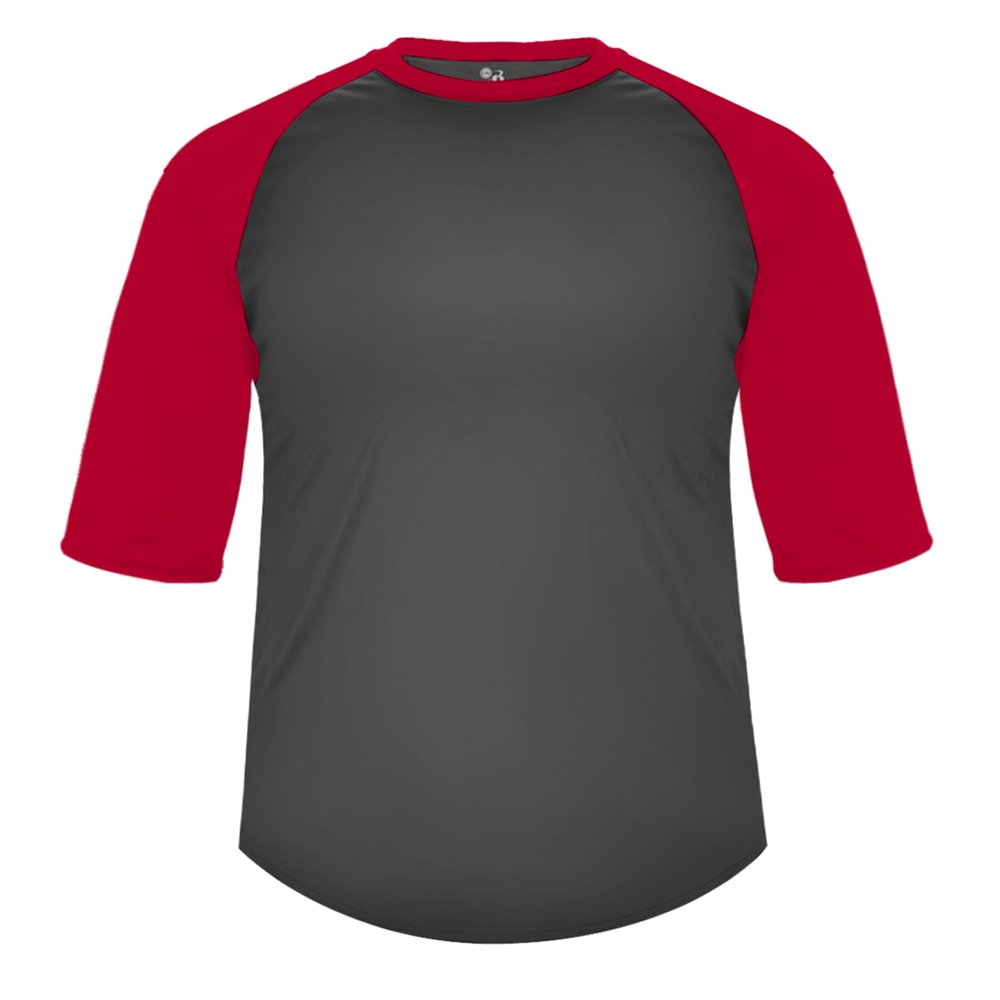 B-Baseball Tee Graphite/Red Large