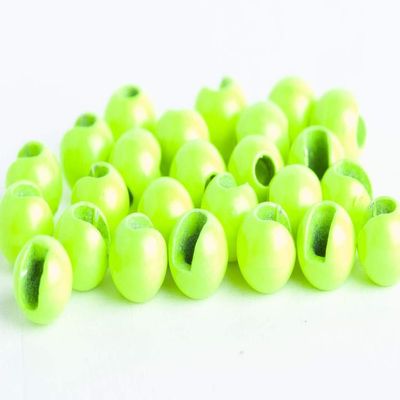Blue Wing Olive Slotted Tungsten Beads for Fly Tying- 100 Pack (Chartreuse, 3.2 mm (1/8"))