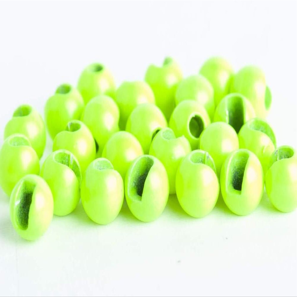 Blue Wing Olive Slotted Tungsten Beads for Fly Tying- 100 Pack (Chartreuse, 3.2 mm (1/8"))