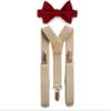 Armoniia Tan Suspenders & Bow Tie Set for Baby Toddler Boy Teen Men (4. Adult (up to 5'8"), Tan Suspenders, Burgundy Bow Tie) view 1
