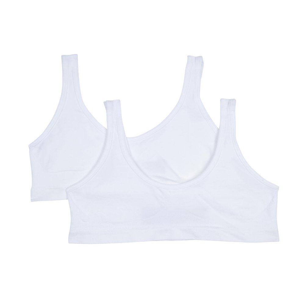 Hanes Big Girl's Seamless ComfortFlex Fit Cozy Pullover Bra 2-Pack Bra, white, X Large