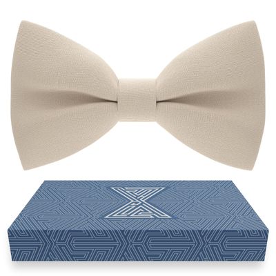 Bow Tie House Babies Classic Pre-Tied Bow Tie Formal Solid Tuxedo (Small, Beige)