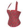 Corset Lingerie for Women Halter Bustier Plaid Red Top Burlesque Plus Size Sexy S view 2