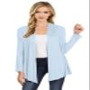 NYL Womens Long Sleeve Open Front Drape Cardigan - Made in USA, Large, Blue view 1
