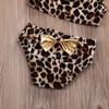 Hotwon 3Pcs Kids Baby Bowknot Leopard One Shoulder Bikini Set Swimsuit Bathing Suit (90, Yellow Leopard) view 2