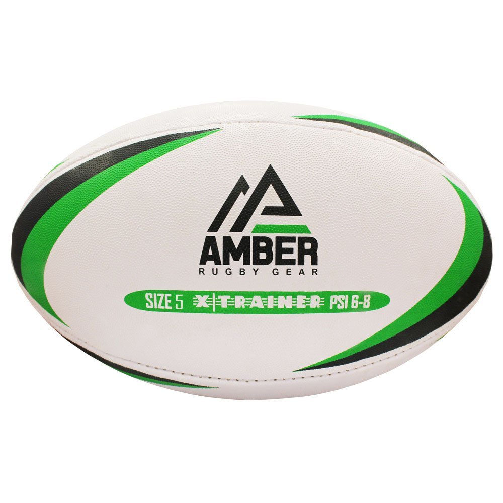 Amber Sports Unisex's X-Trainer Rugby Ball, White, Size 5