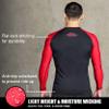 Elite Sports Men's Jiu Jitsu BJJ Rash Guard, Long Full Sleeve Compression Shirt for Sports Nogi Training Red view 4