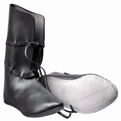 Allbeststuff Medieval Leather Shoe Renaissance Boots Long with Leather Laces ABS (Black, 13)