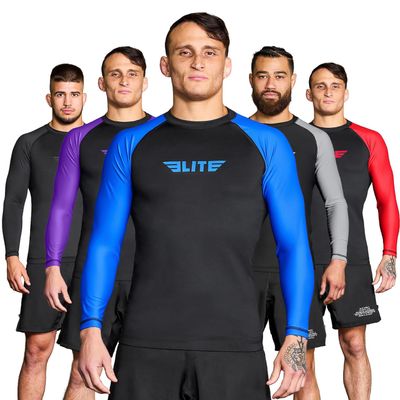 Elite Sports New Item Full Long Sleeve Compression, Mma, Bjj, No Gi, Cross Training Rash Guard, X-Large, Blue