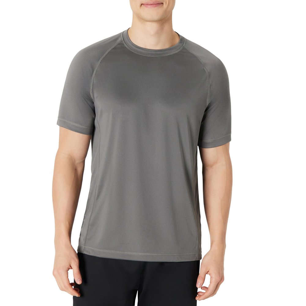 Amazon Essentials Men's Slim-Fit Short-Sleeve Quick-Dry UPF 50 Swim Tee, Charcoal, Small