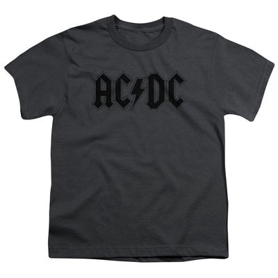 ACDC Worn Logo Kids T-Shirt Large Charcoal