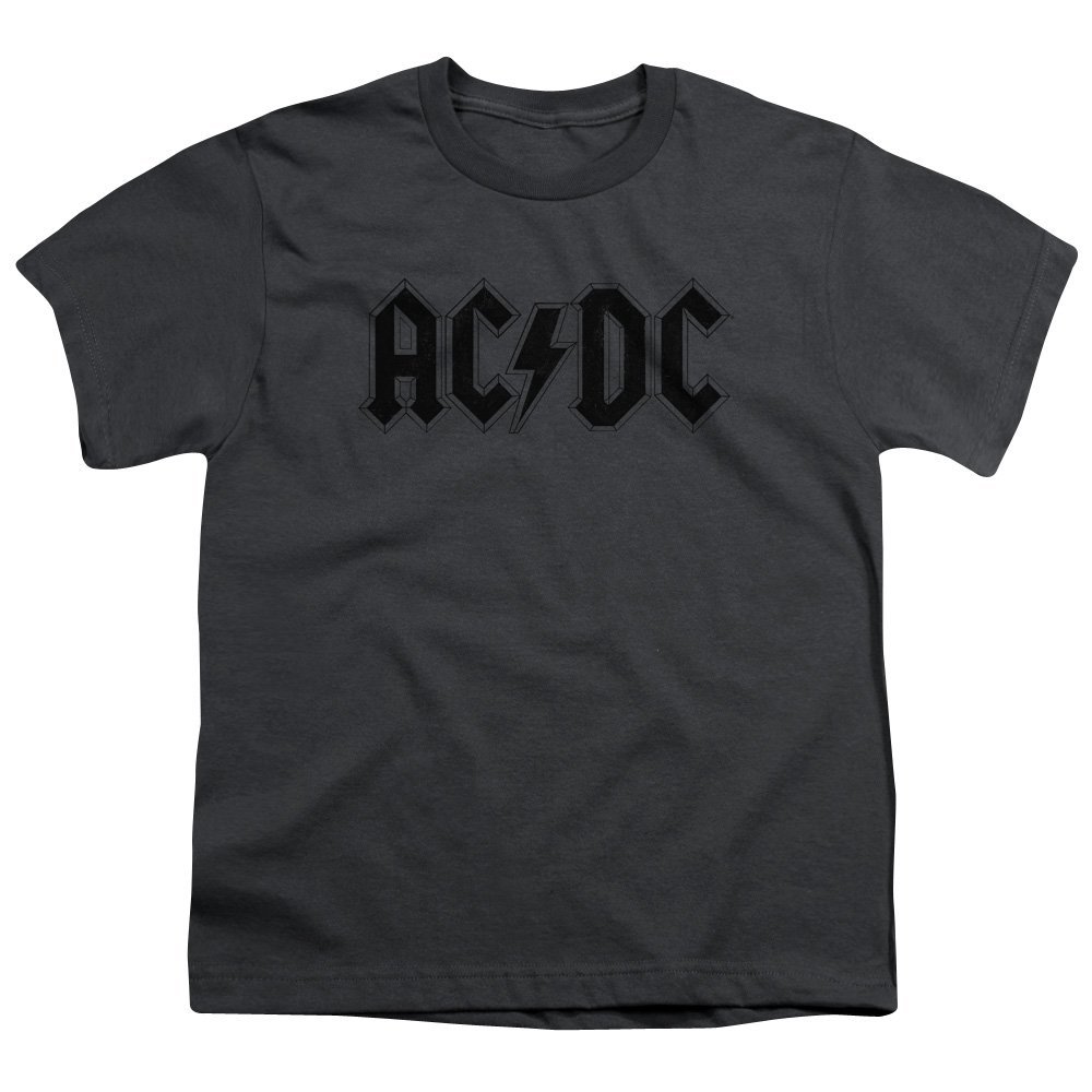 ACDC Worn Logo Kids T-Shirt Large Charcoal