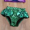 3Pcs Kids Baby Bowknot Mermaid Bikini Set Top+Briefs+Headband Bathing Suit (120, Purple+Green) view 2
