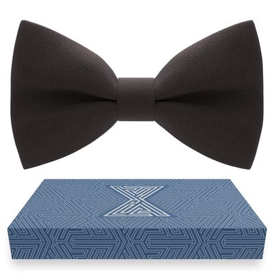 Bow Tie House Men's Classic Pre-Tied Bow Tie Formal Solid Tuxedo (Large, Dark Brown)