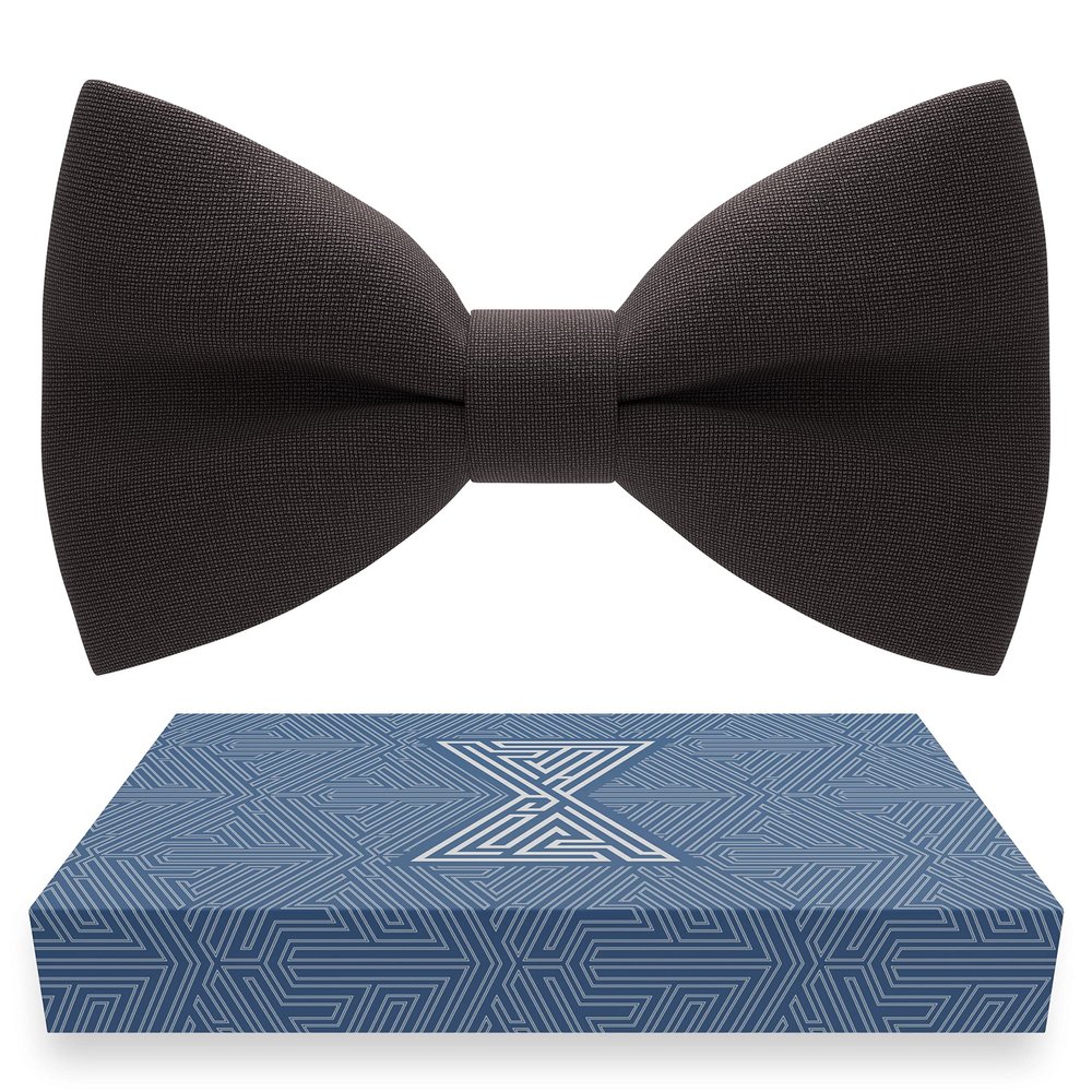 Bow Tie House Men's Classic Pre-Tied Bow Tie Formal Solid Tuxedo (Large, Dark Brown)