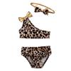 Hotwon 3Pcs Kids Baby Bowknot Leopard One Shoulder Bikini Set Swimsuit Bathing Suit (70, Yellow Leopard) view 1