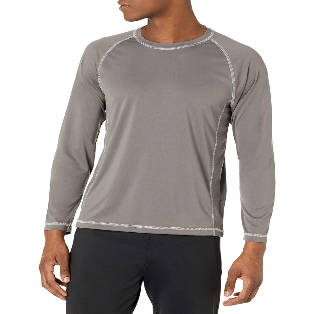 Amazon Essentials Men's Long-Sleeve Quick-Dry UPF 50 Swim Tee, Charcoal, Small