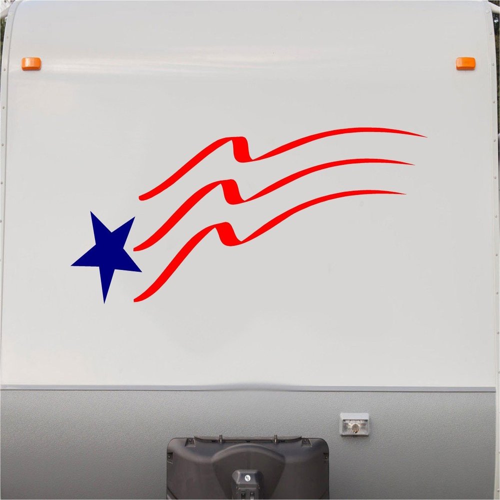 USA Flag Stars and Stripes Motorhome Stripe Kit- RV Stickers - Trailer Stickers- Camper Vinyl Decal- Sticker Graphic- Motorhome Decals- RV Stripe Kit-us003us007