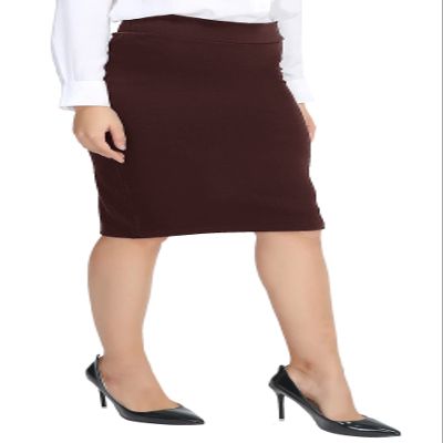 Urban CoCo Women's Elastic Waist Stretch Bodycon Midi Pencil Skirt (XL, Burgundy)
