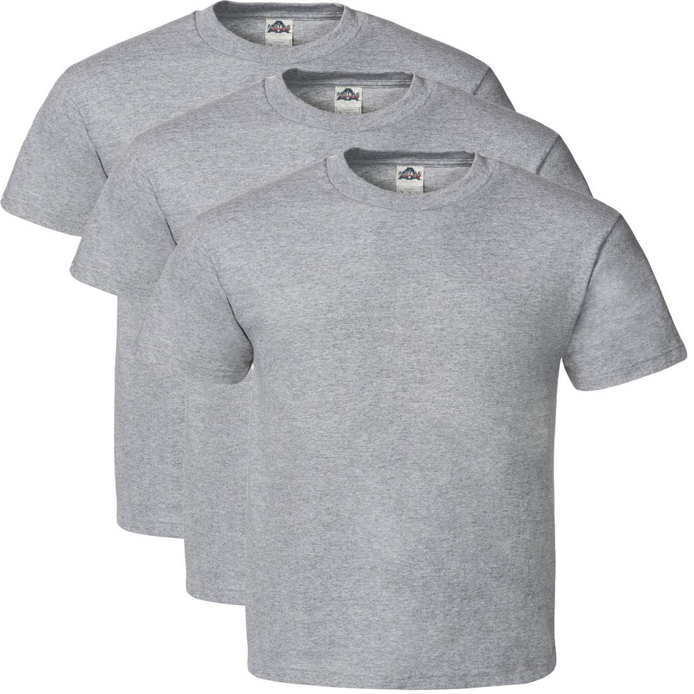 Alstyle Men's Classic Cotton Crew Neck Short Sleeve Plain T-Shirt 3-Pack-Assorted (Large, Athletic Heather, Athletic Heather, Athletic Heather)