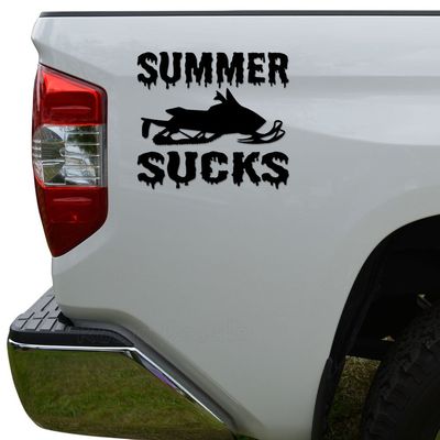 Rosie Decals Summer Sucks Snowmobile Sled Die Cut Vinyl Decal Sticker For Car Truck Motorcycle Window Bumper Wall Decor Size- [6 inch/15 cm] Wide Color- Gloss White