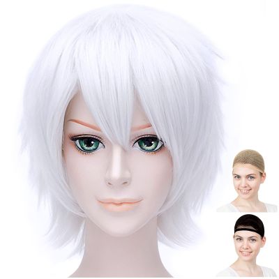 CaseEden 5317 Cosplay Wig, Naruku Osaka Sogo, White Silver, Silver White, Short