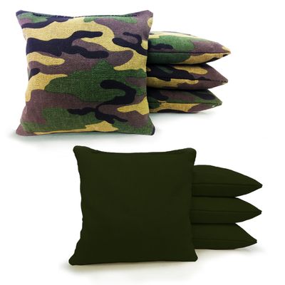 8 Standard Corn Filled Regulation Duck Cloth Cornhole Bags 17 Colors Available (You Pick)!! (Green Camo/Hunter Green)