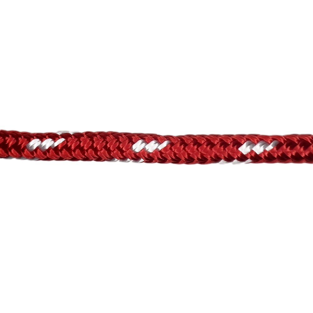 CBKnot USA Rope Premium Double Braid Polyester Cord 1/4" Average Tensile Strength 2,031 lbs. Marine, Industrial, Rigging, Winch, Equestrian, Boating & More (Red with White Tracer, 1/4" x 200ft. Hank)