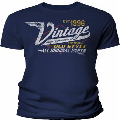 30th Birthday Gift Shirt for Men - Vintage 1996 Aged to Perfection - Racing - Navy-4X