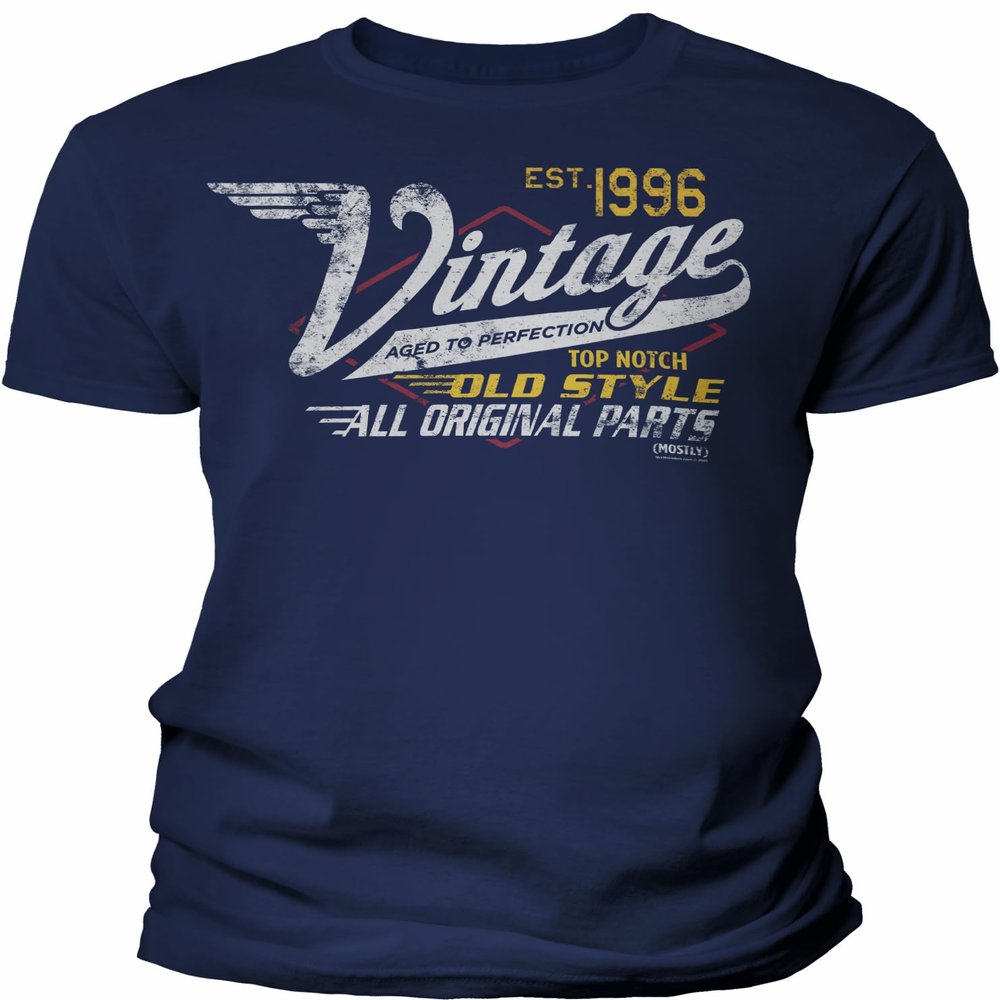 30th Birthday Gift Shirt for Men - Vintage 1996 Aged to Perfection - Racing - Navy-4X