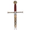 Marto of Spain Stainless Steel Sword of The Catholic Kings 24k Gold Silver Plated Hilt Red Velvet Gold Wire Wrapped Grip view 1