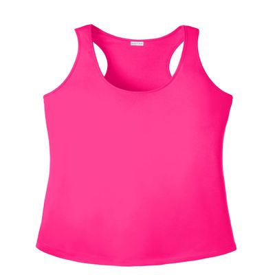 SPORT-TEK Women's PosiCharge Competitor Racerback Tank | Summer Workout Top, Athletic Fit Clothing for Gym & Running Neon Pink
