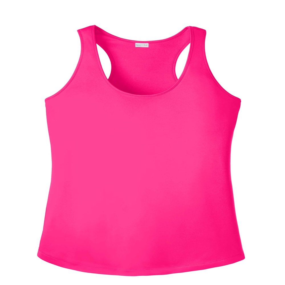 SPORT-TEK Women's PosiCharge Competitor Racerback Tank | Summer Workout Top, Athletic Fit Clothing for Gym & Running Neon Pink