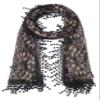 Cindy and Wendy Lightweight Soft Leaf Lace Fringes Scarf shawl for Women (Black & Coffee) view 4