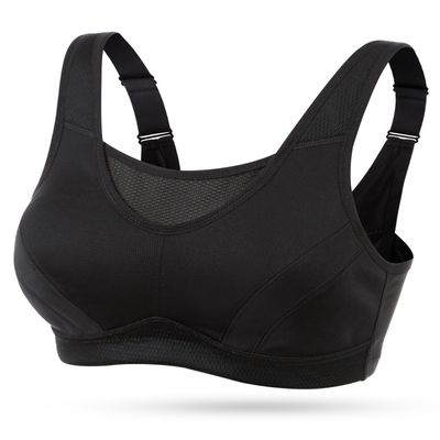Wingslove Women's Full Coverage High Impact Wirefree Workout Non Padded Sports Bra Bounce Control (Black,40DD)