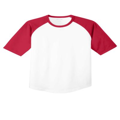 SPORT-TEK Youth Short Sleeve Colorblock Raglan Jersey White/Red