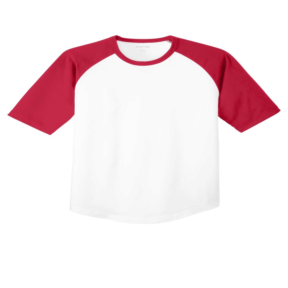 SPORT-TEK Youth Short Sleeve Colorblock Raglan Jersey White/Red