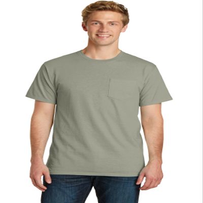 Port & Company Essential Pigment-Dyed Pocket Tee PC099P Walnut Medium