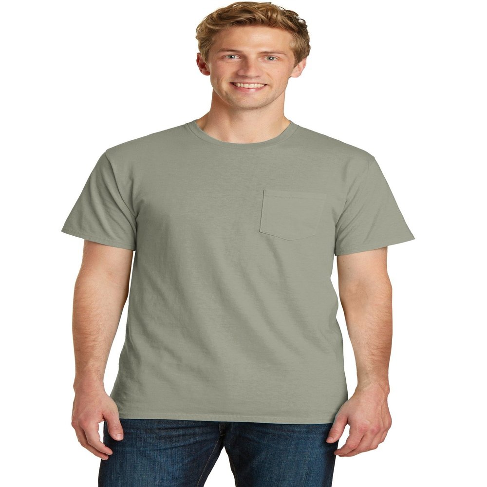 Port & Company Essential Pigment-Dyed Pocket Tee PC099P Walnut Medium