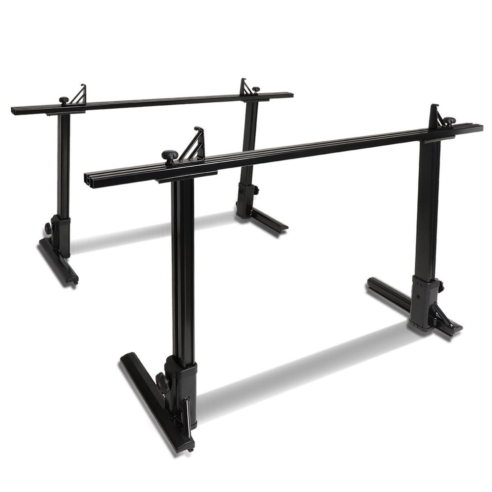 Auto Dynasty Adjustable Pickup Bed Mount Kayak Surf Canoe 2-Bar Carrier Rack (Black)