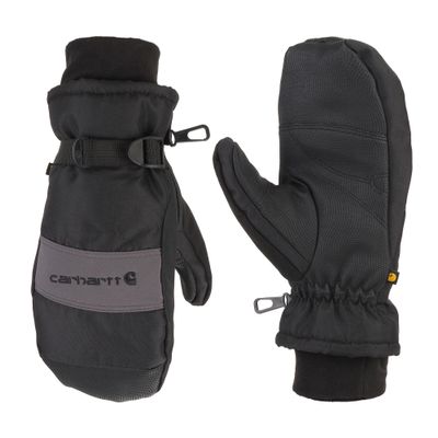 Carhartt Men's Waterproof Insulated Knit Cuff Mitten, Black/Grey, Medium