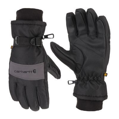 Carhartt Men's Waterproof Insulated Knit Cuff Glove, Black Grey, Medium
