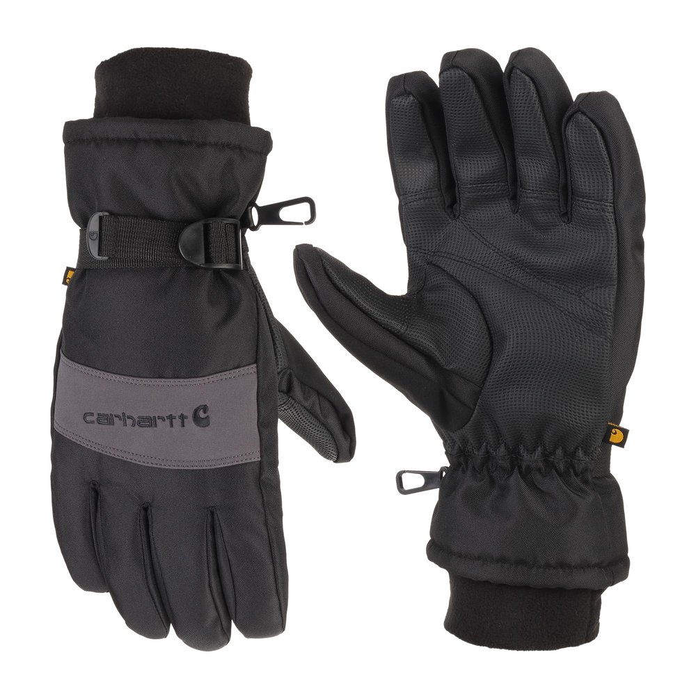 Carhartt Men's Waterproof Insulated Knit Cuff Glove, Black Grey, Medium